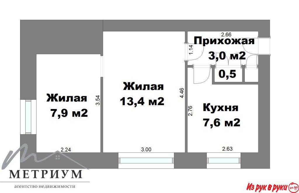 Продаётся 2-комнатная квартира в центре аг. Дричин, по ул. Центральная